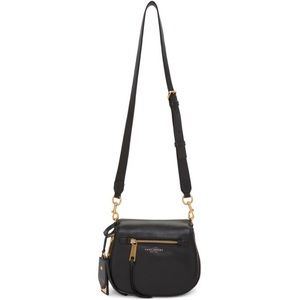 Marc Jacobs Recruit Nomad Crossbody Saddle Leather Bag, black + burgundy